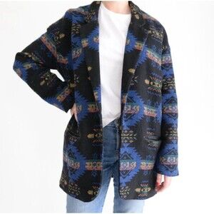 NEW Forever 21 Womens Large Navajo Blazer Jacket Black Southwestern Multicolor